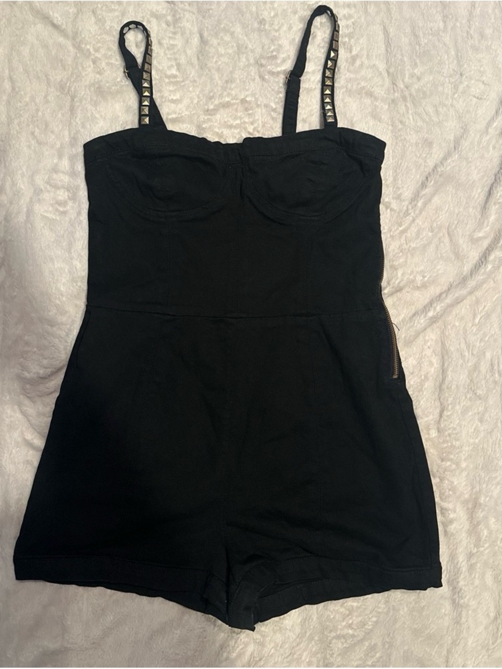 Forever 21 Black Stud-Trim Bustier Romper